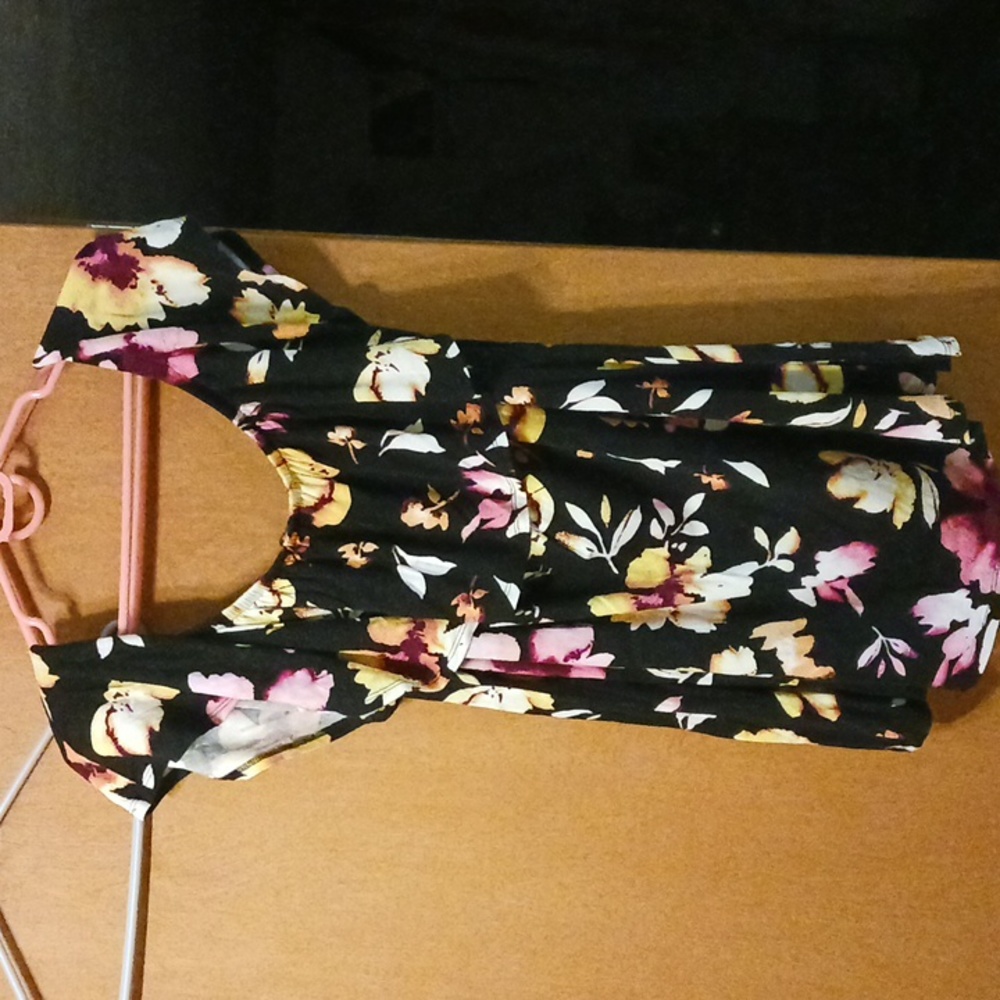 Plus lane Bryant top sleeveless with ruffle that covers upper arms.